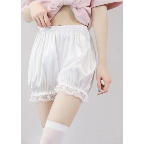 Satin Lace Safety Short Pants High Waist Summer Women Anti Chafing Under Skirt Lolita Shorts Home Casual Ladies Underwear