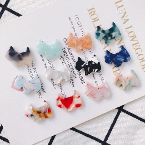 Free Shipping 40pcs 20*16mm Cute Puppy Dog Acide Acylic Charms Acid Planar Sheet Colorful Animal Necklace Bracelet Pendants