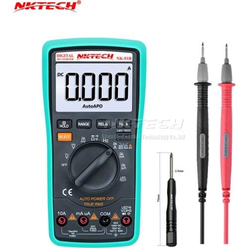 NKTECH Digital Multimeter NK-51H LED Test AUTO Power off True RMS Frequency Capacitance Ohmmeter AC DC Volt Amp Diode Duty Cycle
