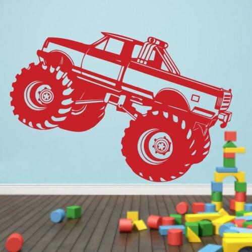 Kids Room Boys Monster Truck Wall Decal Art Decor Sticker Vinyl Wall Stickers For Kids Room Baby Nursery Wall Decals D692
