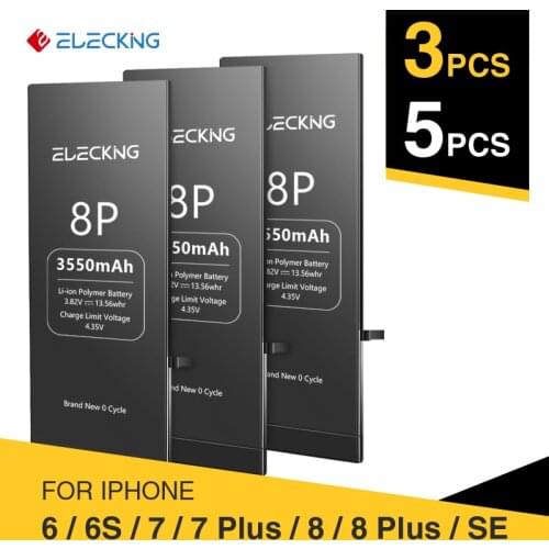 ELECKING 3pcs/5pcs lot High Quality Original Accumulator Battery For iPhone SE 6 6S 7 Plus 8 Plus Replacement Bateria For 6S 7