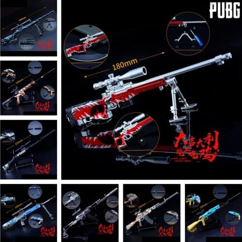 Game Playerunknowns Battlegrounds Cosplay Props PUBG M24 AKM M416 New Camouflage Graffiti Gun Metal Keychain Toy 6Pcs/Set 2019