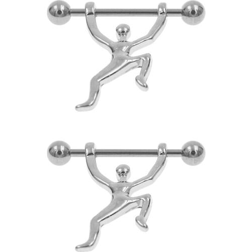 2Pcs Health Care Pull Up Figure Nipple Piercing 14G Nipple Rings Body Jewelry Cute Nipple Cover Jewelry