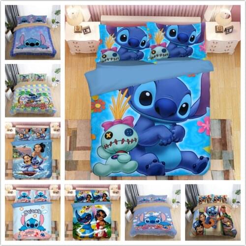3D Disney Home Lilo and Stitch Bedding Set Quilt Cover Twin Bedroom Decor for Kids Boy Girl Queen King Size Bedding Set