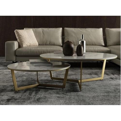 Nordic marble round coffee table modern minimalist round coffee table combination simple light luxury marble coffee table combin
