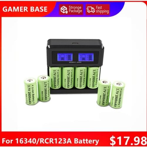 3.7V 2800mAh Li-ion 16340 Battery CR123A Rechargeable Batteries CR123 for Video Game Consoles Laser Pen LED Flashlight Camera