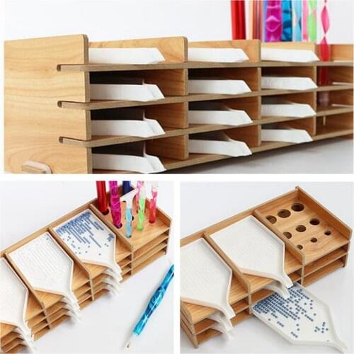 Diamond Painting Tray Organizer Multi-Boat Holder Detachable Wood Material Diamond embroidery Accessories Point drill pen Holder