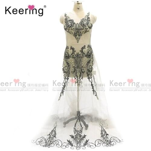 Fashion Evening dress Large Size Hand-made Rhinestone Patches For Wedding Dress WDP-049