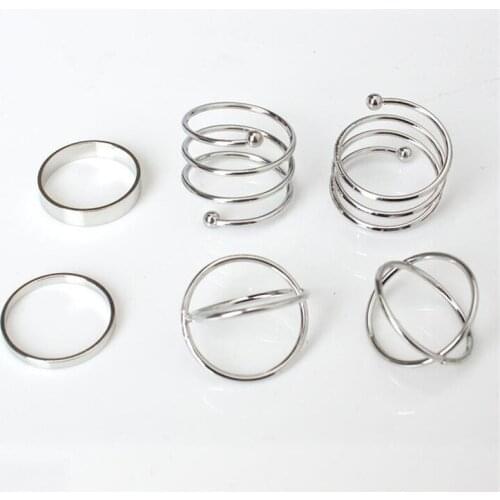 Fashion Unique Ring Set Punk Gold Color Knuckle Rings for Women Finger Ring 6 PCS Ring Set Gift skull ring gothic men ring