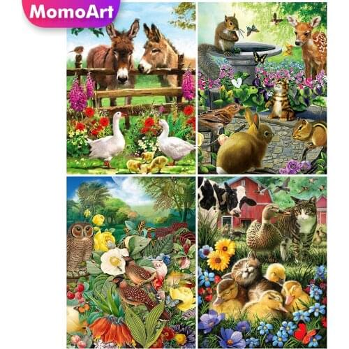 MomoArt Diamond Embroidery Animal Full Square Drill Diamond Mosaic Flower Picture Of Rhinestone Painting Cat DIY Home Decor