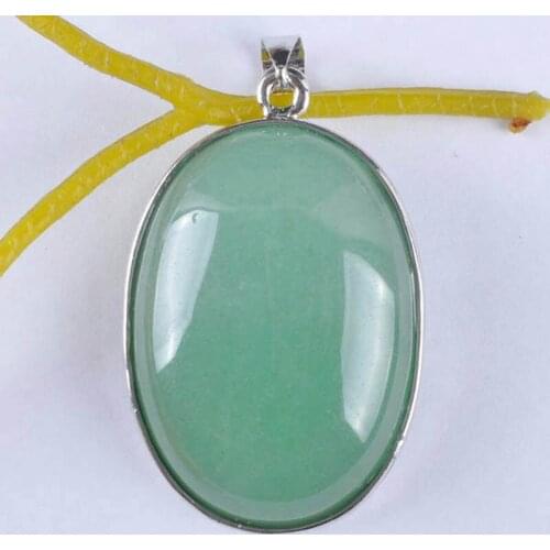 Natural Green Aventurine Bead Oval GEM Pendant Jewelry For Gift S942