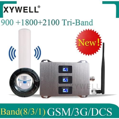 New!! 900/1800/2100 Tri-Band Cellular Amplifier gsm repeater DCS LTE GSM 2g 3g 4g Mobile Signal Booster Cellular Signal Repeater