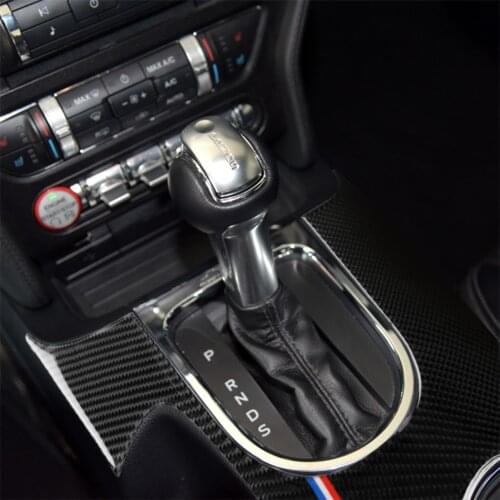 Carbon Fiber Gearshift Panel Water Cup Holder Cover for Ford Mustang 2015-2017 Interior Decoration Car Accessories Sticker LHD