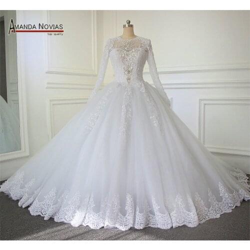 Luxury Cathedral/Royal Train Ball Gown Wedding Dress 2022 Lace Beading Zipper Back Vestido De Noiva