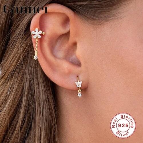 Canner Gold Color Honeybee 925 Sterling Silver Earrings Hoop Earrings For Women Jewelry Zircon Brinco Piercing pendientes W5