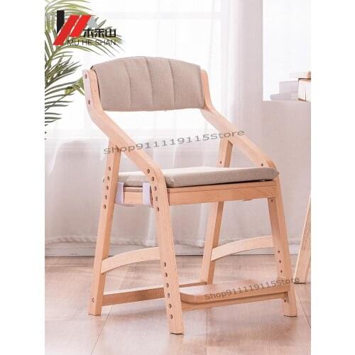 Student Chair, Childrens Lift Chair, Solid Wood Dining Chair, Washable Back, Writing Desk And Chair, Adjustable Learning Chair