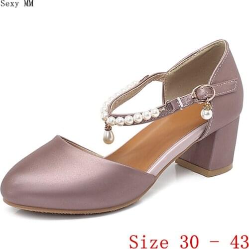 Pumps Women Oxfords Career D'Orsay Shoes Med High Heels Woman Med High Heel Shoes Small Plus Size 30 31 32 33 - 40 41 42 43