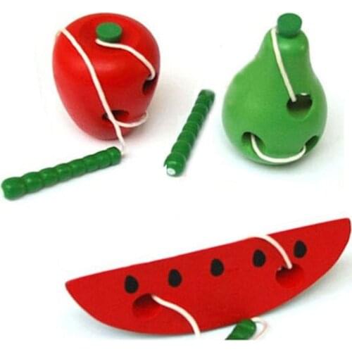 Montessori Teaching Aids Math Toy Wooden Education Baby Kindergarten Mouse Thread Cheese Plaything Early Learning Toys