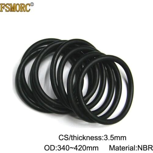 10pcs OD 330 340 350 360 390 400 420mm*3.5mm Thickness CS NBR o ring seal Rubber Gasket Mechanical Large size seals o-ring