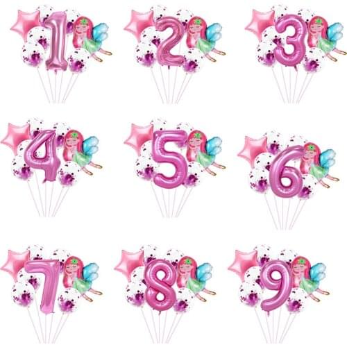 8pcs fairy birthday balloons set baby girl 1 2 3 4 5 6 7 8 9 years old Number balloons decorations girl Fairy party globos