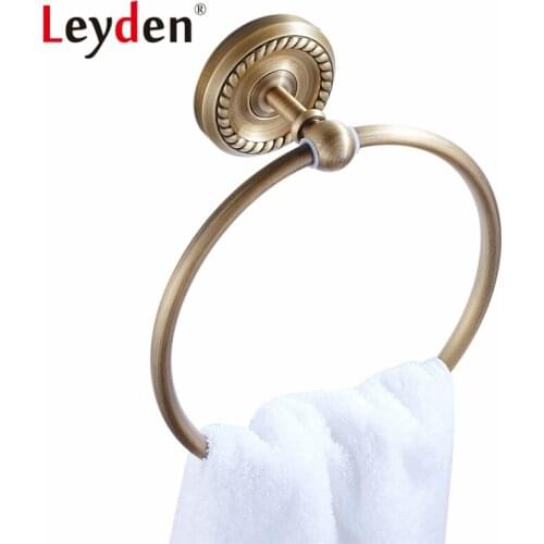 Leyden High Quality ORB/ Antique Brass Towel Ring Towel Rack Wall-Mounted European style Brass Towel Holder Bathroom Accessories