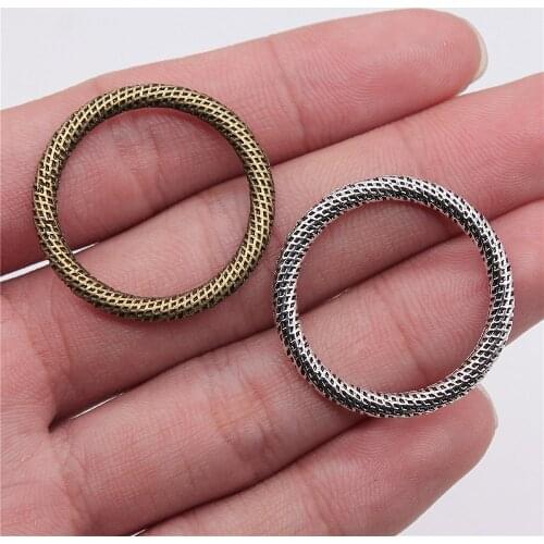 WYSIWYG 3pcs Charms Circle 29mm 2 Colors Antique Silver Color Antique Bronze Pendant Circle Connector Charms Jewelry Findings