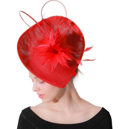 Vintage Imitation Sinamay Fascinators Hair Clips Ladies Feather Flower Hat Weddings Church Fedora Pillbox Hat Derby Headpiece