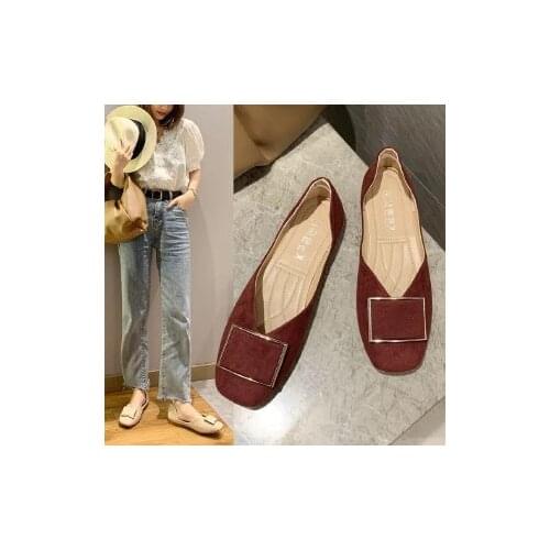 2021 Fashion Womens Flat Shoes Pure Color Trend Metal Decoration Shallow Mouth All-match Elegant Temperament Womens Shoes