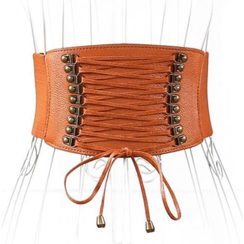 Women Wide Elasticated Bandage Belt Buckle Slimming Body Wide Waist Belt Elastic Belt Dress Tied Belt Cummerbund Girdle