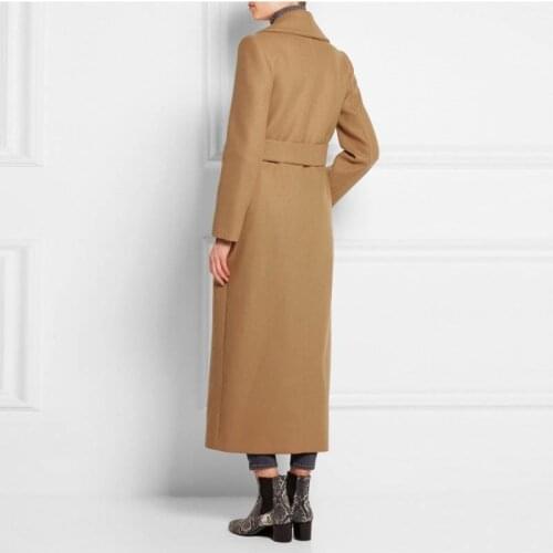 High Quality Ladies Wool Coats 2020 New Fashion Solid Slim Fit Long Overcoat Casual Sashes Double Breasted Pocket Outwear Female