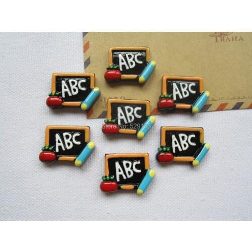 5pcs/lot ABC Letter in the Blackboard Apple Pencil Back to School Student Cabochon for Scrapbooking(26*20mm)