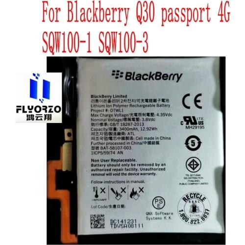 100% Brand new original 3400mAh BAT-58107-003 Battery For Blackberry Q30 passport 4G SQW100-1 SQW100-3 Mobile Phone