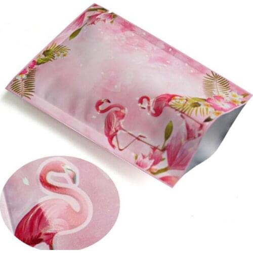 2000Pcs Pink Flamingo Style Heat Sealable Aluminum Foil Flat Pouch Open Top Package Bag Vacuum Pouch Factory Wholesale SN3873