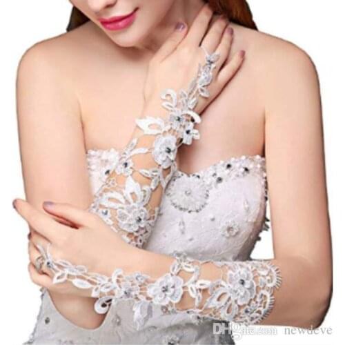 2021 Appliqued Bridal Gloves Opera Glove for Weddings Long Wedding Gloves Fingerless Bridal Accessories