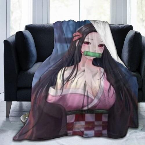 Japan Harajuku Demon Slayer Anime Blanket Super Soft Coral Fleece Blanket Children Happy Nap Warm Bed Sheet Sofa Blanket
