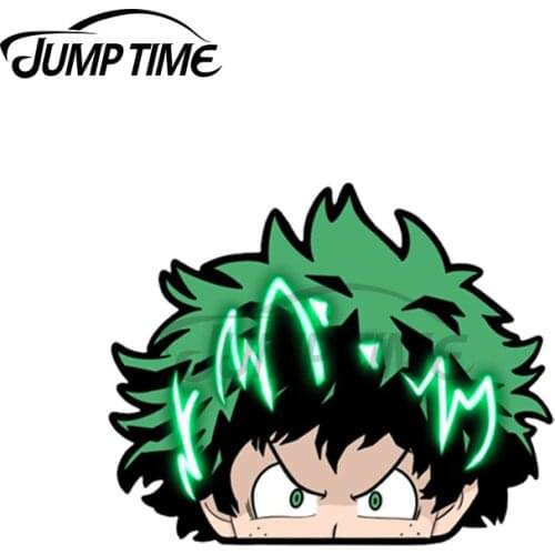 Jump Time 13 x 8.5cm For Izuku Midoriya My Hero Academia Peeker Car Stickers Windshield Laptop Decal Anime Trunk Vinyl Car Wrap