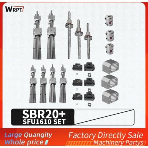 Free shipping 6set SBR20 linear guide and 12 slider SBR20UU/20LUU 3set SFU1610 ball screw BKBF12+DSG set CNC router accessories