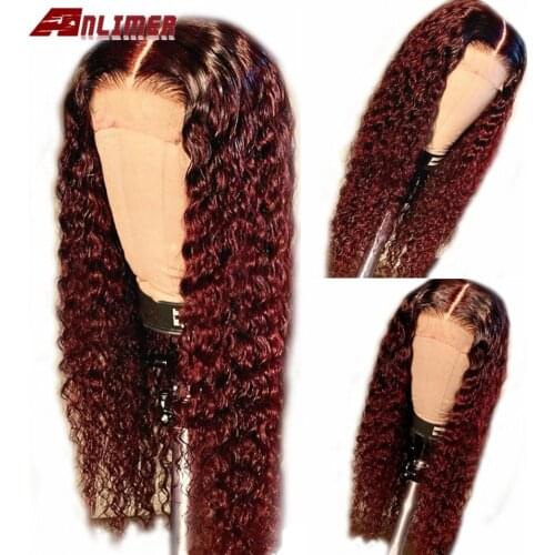 5x5 PU Silk Top Wig Burgundy T Part Lace Front Human Hair Wigs #1bT99j Pre Plucked Brazilian Wet Water Wave Brazilian Remy Hair