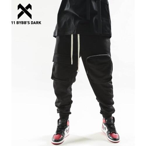 11 BYBBS DARK Streetwear Zip Flap Pockets Cargo Pants Men Black Techwear Tactical Functional Pants Man Casual Loose Trousers