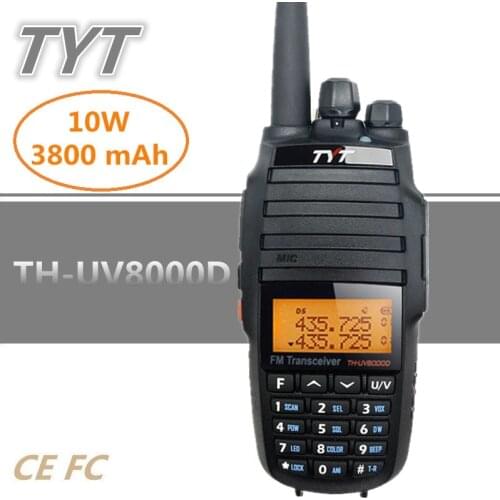 TYT TH-UV8000D 10W 3600mAh UHF VHF Dual Band Handheld Radio Transceiver Walkie Talkie 10KM With Cross-band Repeater Function