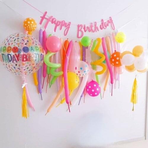 Ins Girl Birthday Party Pink Balloon Garland Rose Red Long Balloon Banner Magic Balloon Arch Kit Baby Shower Golobs