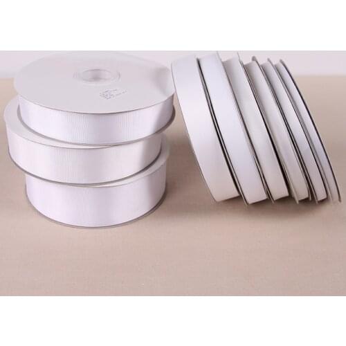 Hot sale Width 6/10/12/15/20/25/35/40/50mm (91 meter/lot) White Grosgrain Ribbon Roll Packing For DIY Handmade Hair Bow & Sewing