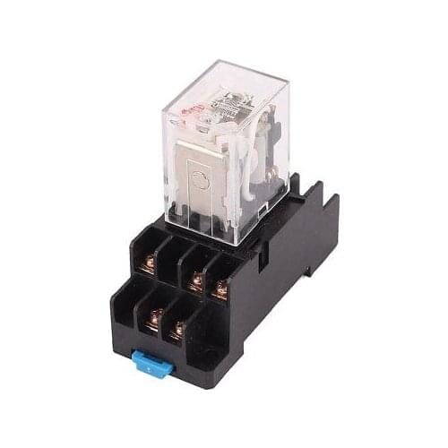 HH53P-L AC 36V Coil 11 Screw Terminals 3PDT 35mm DIN Rail Power Relay w Socket