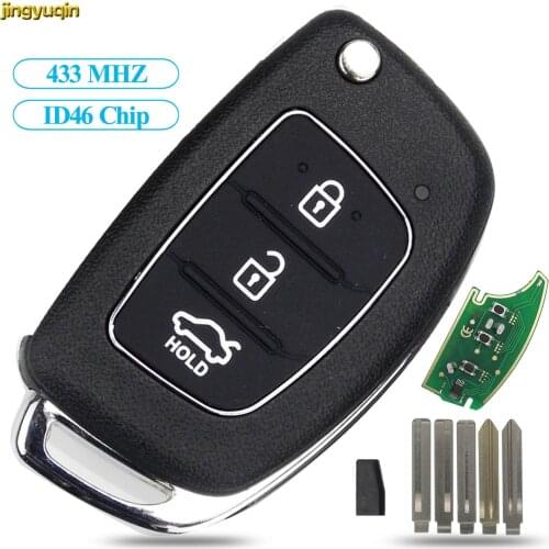 Jingyuqin 3 Buttons Remote Car Key Shell Fob Blade 433Mhz With ID46 Chip TOY40 for Hyundai New IX35 IX25 IX45 Elantra Santa Fe