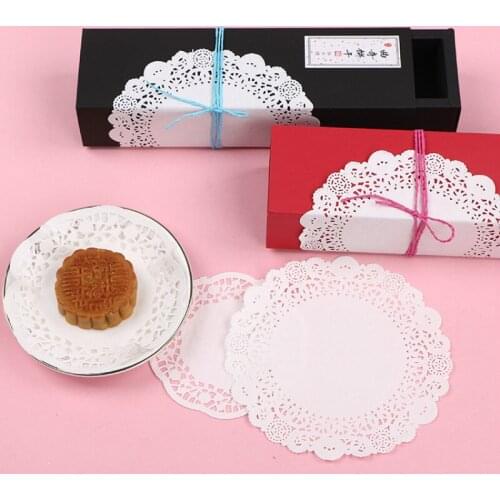 Round Flower Lace Oil-proof Paper Pad Baking Cake Tray Tableware Dish Table Doilies White Decorative Placemats Mats 160pcs/lot