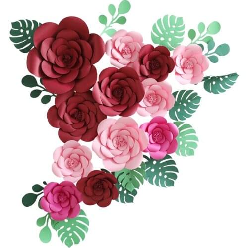 Large Simulation Cardboard Paper Rose Show Wedding Background Event Decoration Stage Simulation Paper Flower