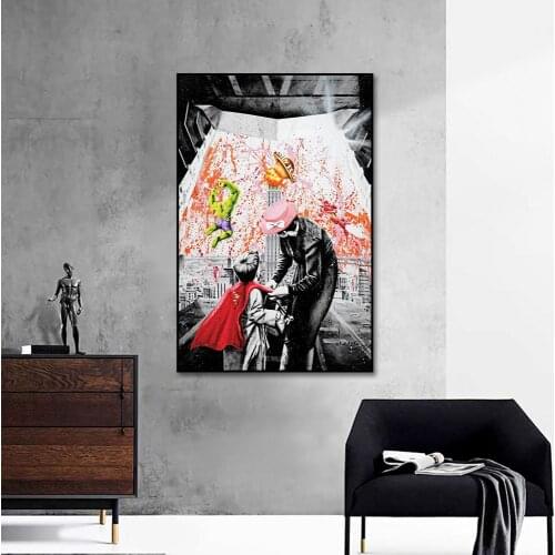 Little Boy Dream Modern Graffiti Street Wall Art Canvas Painting Poster Print Picture For Living Room Home Decor Frameless