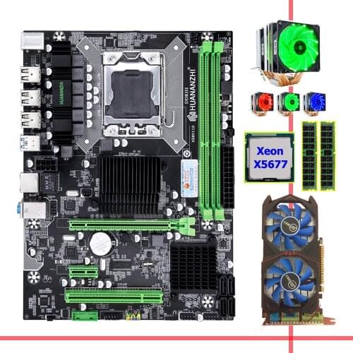 HUANANZHI X58 Pro motherboard with CPU Intel Xeon X5677 3.46GHz 6 heatpipes cooler RAM 32G(2*16G) video card GTX750TI 2GD5 GPU