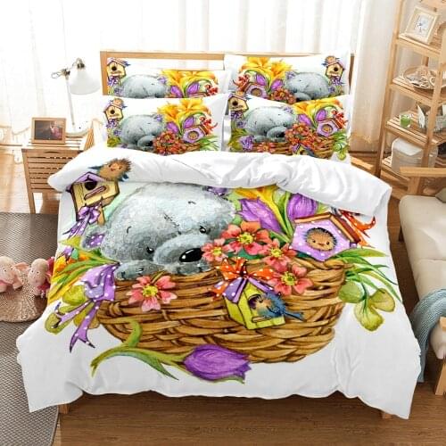 Hot 3D Print Comforter Bedding Set Cartoon Cute Lovely Animal Queen Twin Single Size Duvet Cover Set Pillowcase Home Luxury