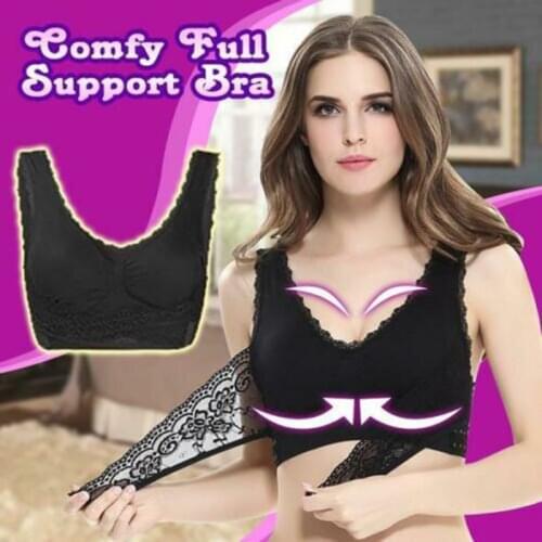 Newest Comfy Full Support Bra Lace Bralette Solid Color Front Cross Side Buckle Brassiere TY66